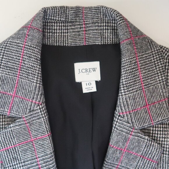 J. Crew Gray Pink Glen Plaid Single-breasted Wool Blazer Windowpane Structured - Picture 9 of 16